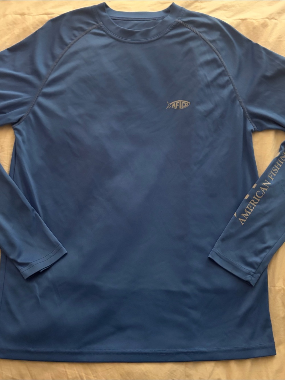 Men's AFTCO Samurai Sun Protection UPF 50 Long-Sleeve Blue Fishing Shirt Small